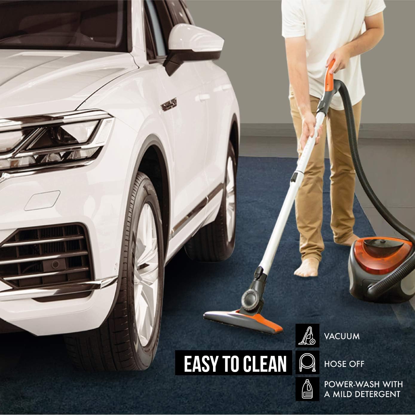 Large Garage Floor Mat, 2 Rolls (7.4’ x 8.4’ Each), Heavy Duty Waterproof Protector, Non-Slip Rubber Backing for Cars, Vehicles, Basements, and Home Gym