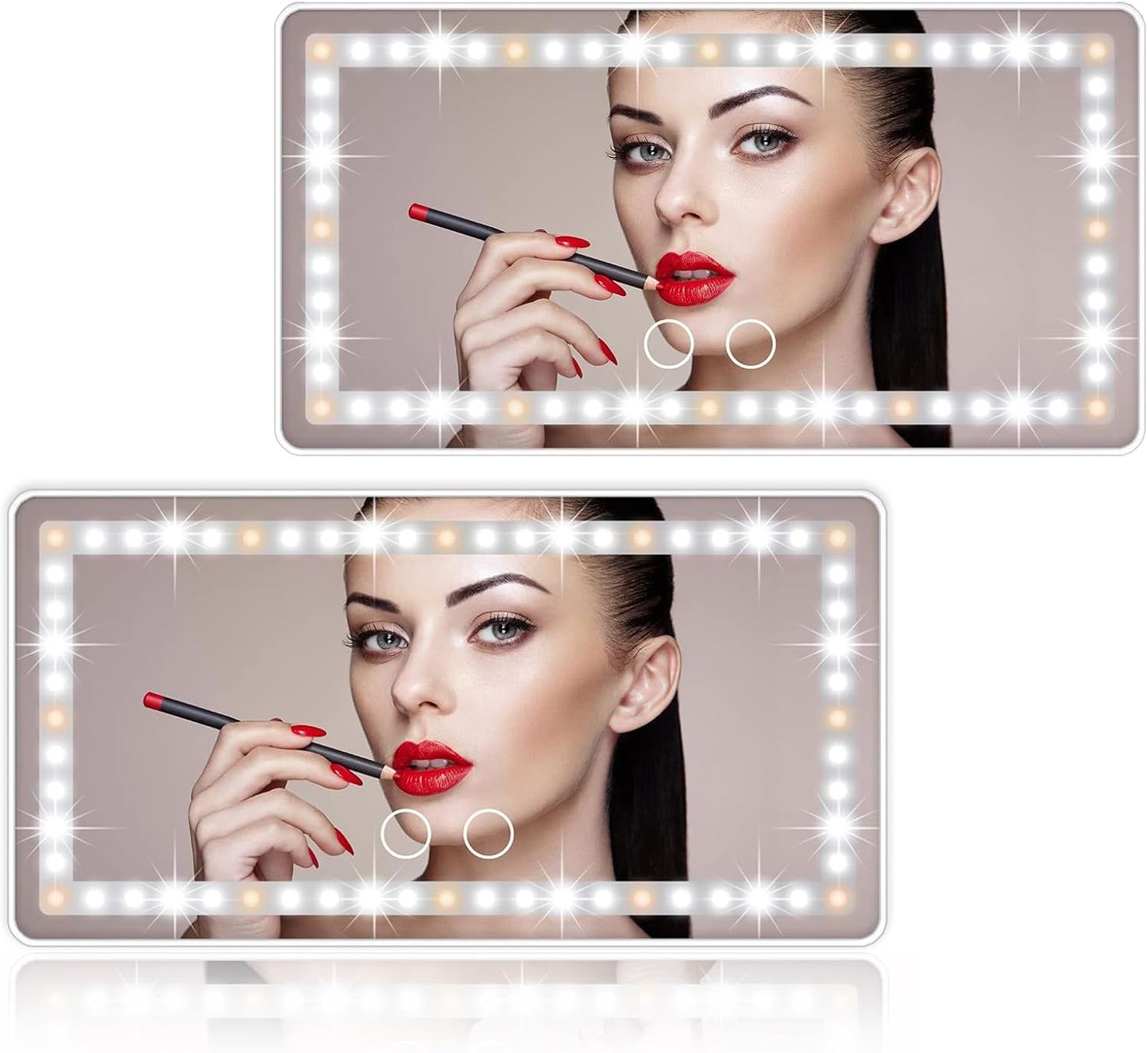 Car Sun Visor Vanity Mirror, 2 Pcs Rechargeable Makeup Mirror With 3 Light Modes & 60 LEDs - Dimmable Clip-on Rear View Sun-Shading Cosmetic, Universal for Car SUV Truck