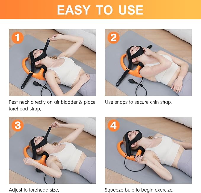 ECOGUN Posture Neck Exercising Cervical Spine Hydrator Pump, Relief for Stiffness, Relieves Neck Pain, Neck Curve Restorer Orange