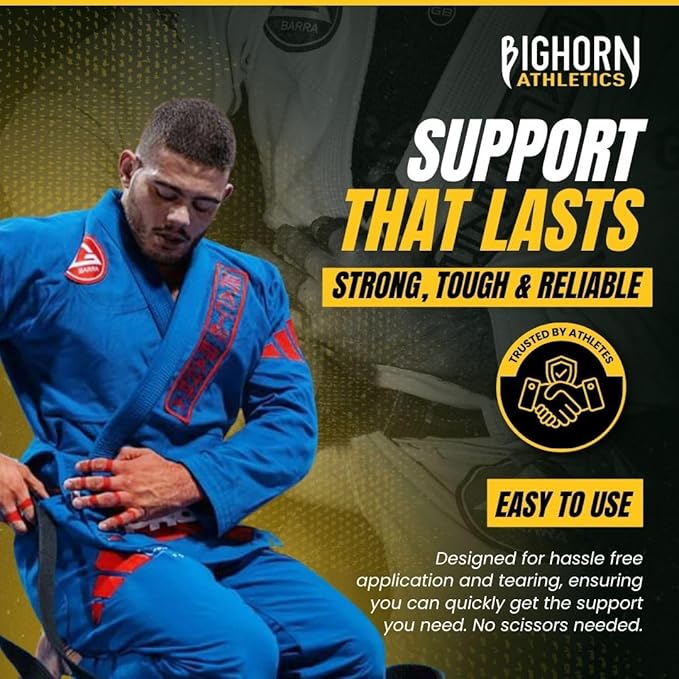 Bighorn Athletics Jiu Jitsu Finger Tape, Rock Climbing Tape | Multipurpose for Sports & Injuries: MMA, Volleyball, Football, Basketball, Tennis, Golf, Hands & Toes, 0.5-Inch x 45-feet, 8-Rolls, Red