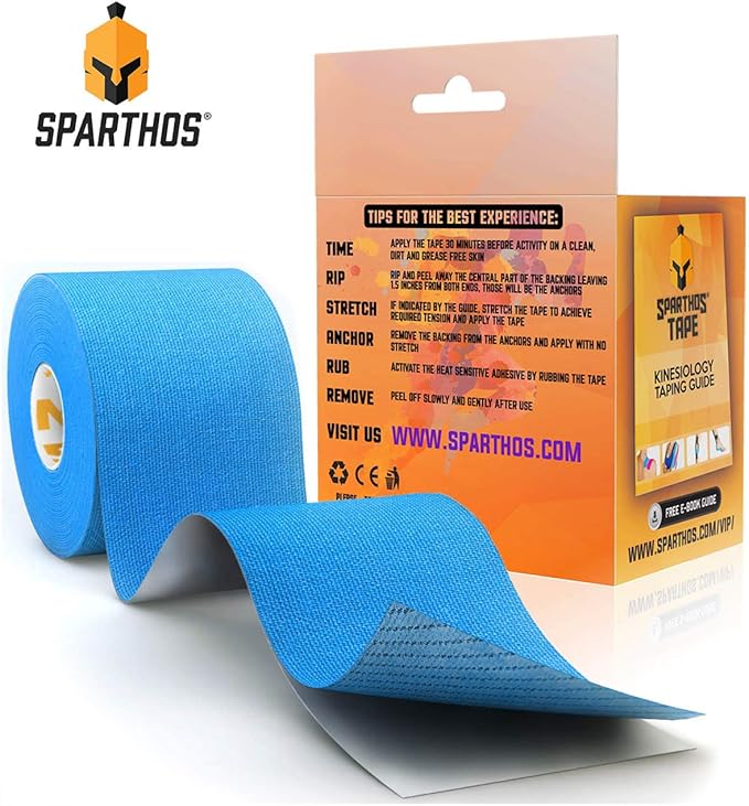 Sparthos Kinesiology Tape - Incredible Support for Athletic Sports and Recovery - Free Kinesiology Taping Guide! - Uncut 2 inch x 16.4 feet Roll