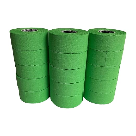 Ringside 1" Athletic Trainers Tape, Cotton Kinesiology Tape for Combat Sports, Adhesive, 30 Foot Rolls, Green, 15 Rolls