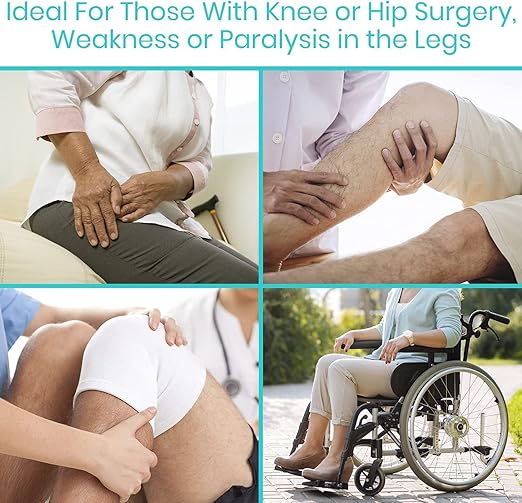 Vive Thigh Lifter Strap (2 Pack) - Pull Up Assistance Band - Medical Equipment Padded Wrist Tool For Leg Movement - Transfer Device For Limited Mobility, Knee Recovery - For Elderly, Senior & Disabled