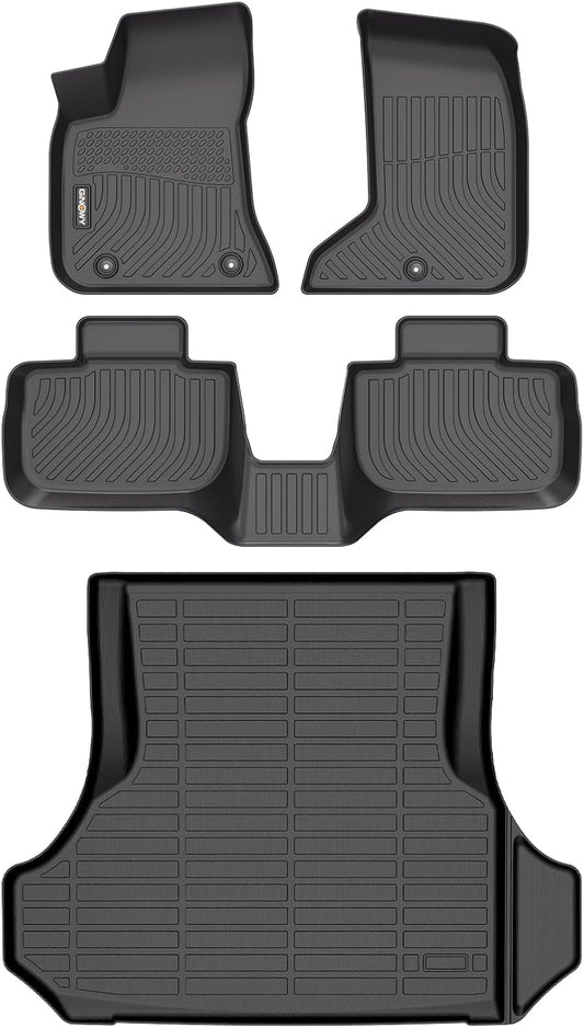 GINOWY- Floor Mats & Cargo Liner for Dodge Charger AWD 2023-2011 &Chrysler 300 AWD, TPE All Weather Protection Charger Car Mats, Non-Slip Trunk Mat, Floor Liners Waterproof Accessories-Black