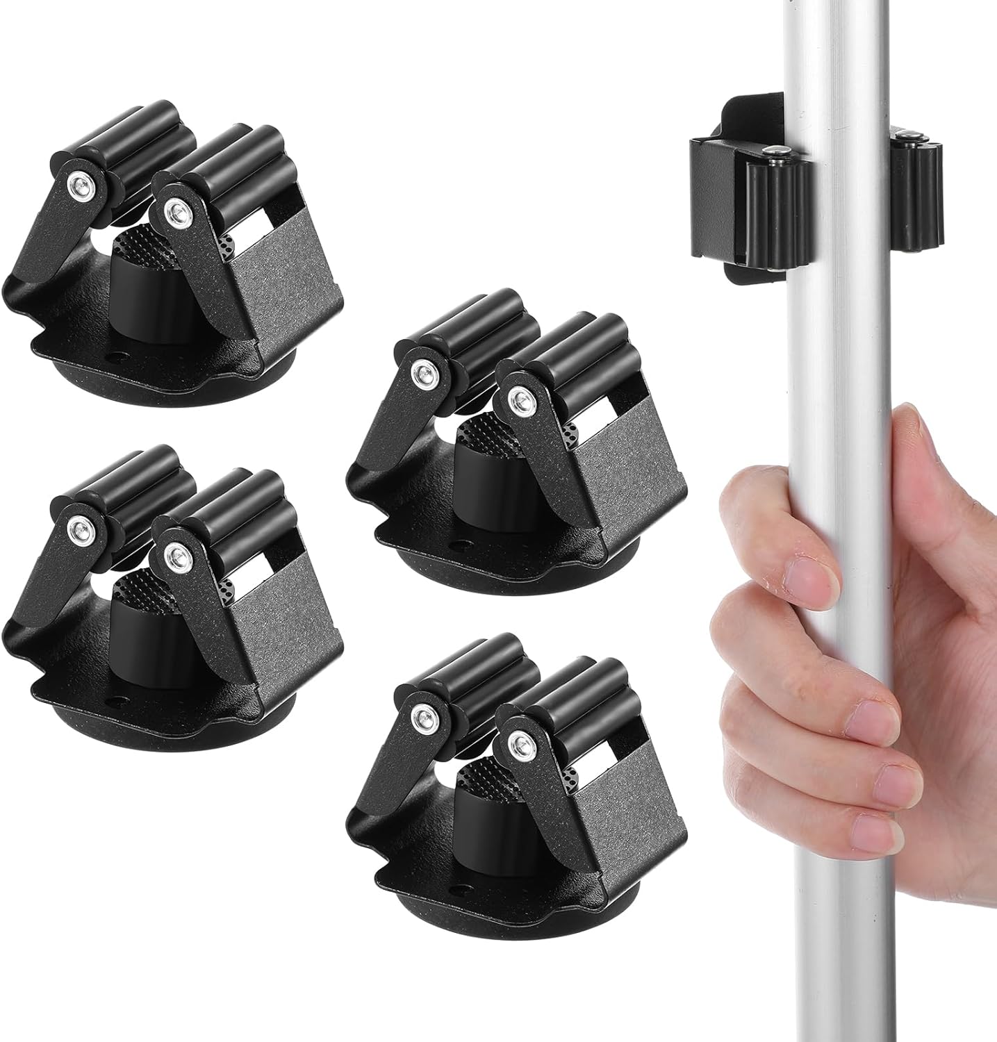4PCS Magnetic Mop Broom Holder – Heavy Duty, Anti-Slip Wall Mount with Adjustable Gripper for Garage, Kitchen, Laundry & Garden Organization