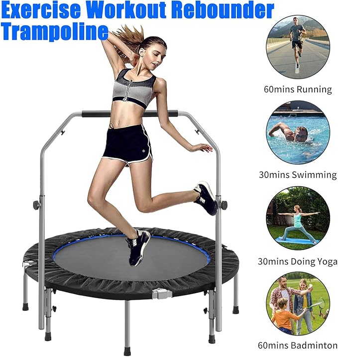 Trampoline, Portable Fitnes Foldable Trampoline in-Home Mini Rebounder, Exercise Trampoline for Kid/Adults, 40" Max Load 330lbs