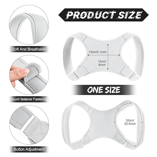 Posture Corrector for Women and Men, Adjustable Posture Back Brace Shoulder Brace, Discreet Under Clothes Design Back Support, Back Pain Relief for Improved Neck Support(Gray)