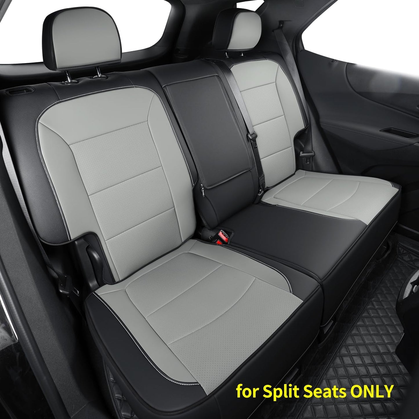 RISINGSTAR Terrain Seat Covers, fit for 2018-2024 GMC Terrain SUV with Rear Split Seats, Water Proof Faux Leather(Full Set, Black&Gray)