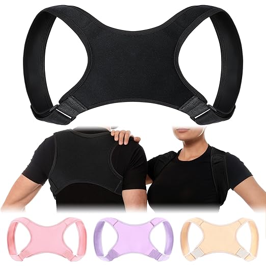 Posture Corrector for Women and Men, Adjustable Posture Back Brace Shoulder Brace, Discreet Under Clothes Design Back Support, Back Pain Relief for Improved Neck Support(Black)