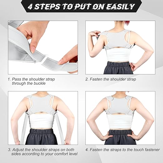 Posture Corrector for Women and Men, Adjustable Posture Back Brace Shoulder Brace, Discreet Under Clothes Design Back Support, Back Pain Relief for Improved Neck Support(Gray)