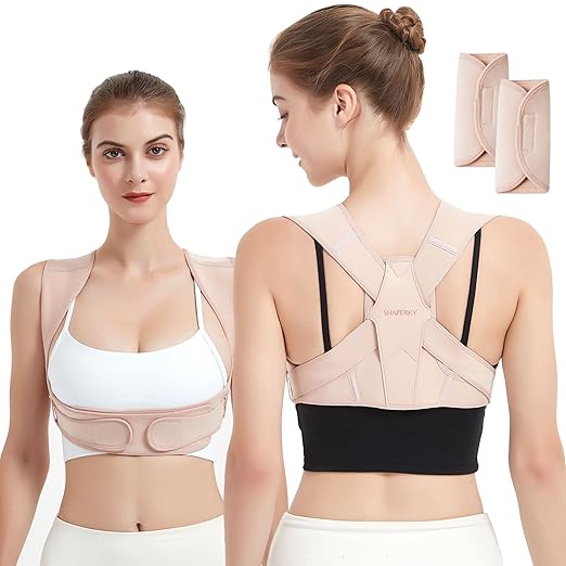 Posture Corrector for Women and Men, Adjustable Upper Back Brace for Posture Hunchback Support and Providing Pain Relief from Neck, Shoulder, and Upper Back (Small/Medium)