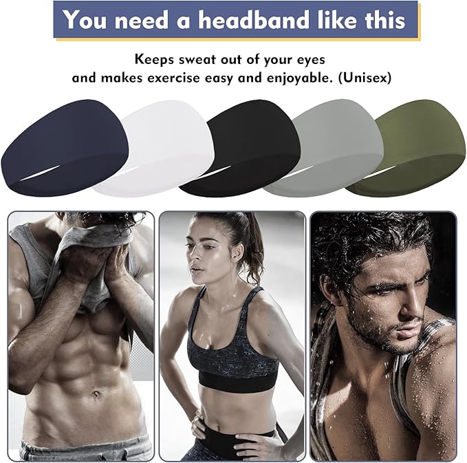 Sports Headbands for Men,Mens Running Headband Moisture Wicking Workout Headband,Running,Cycling,Basketball,Yoga,Football,Unisex