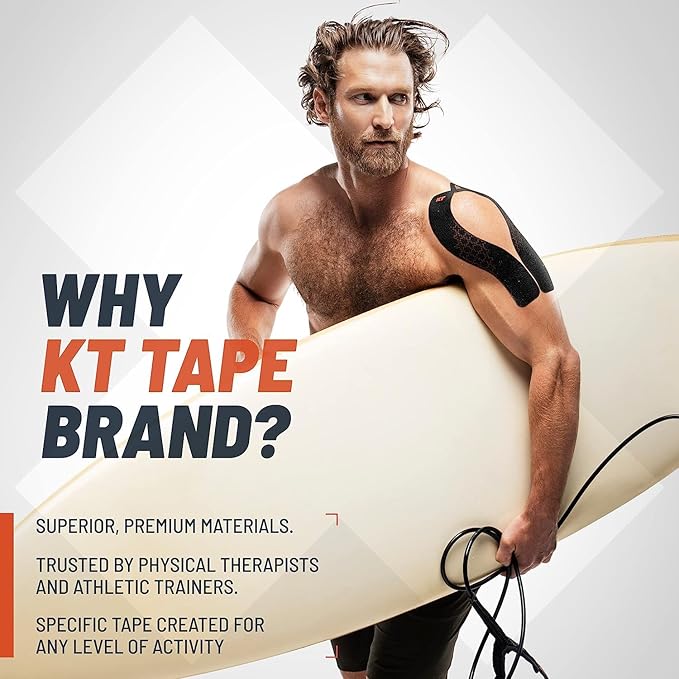 KT Tape, Pro Synthetic Kinesiology Athletic Tape, 150 Count, 10” Precut Strips