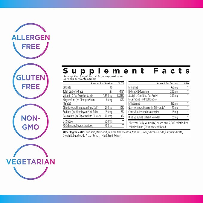 Livingood Daily Electrolytes Powder, Electrolytes Hydration Drink Mix with Vitamin C, Magnesium, Taurine & Sea Salt, Electrolyte Supplement for Energy & Hydration, Keto, Berry Frost Flavor, 30 Srvgs