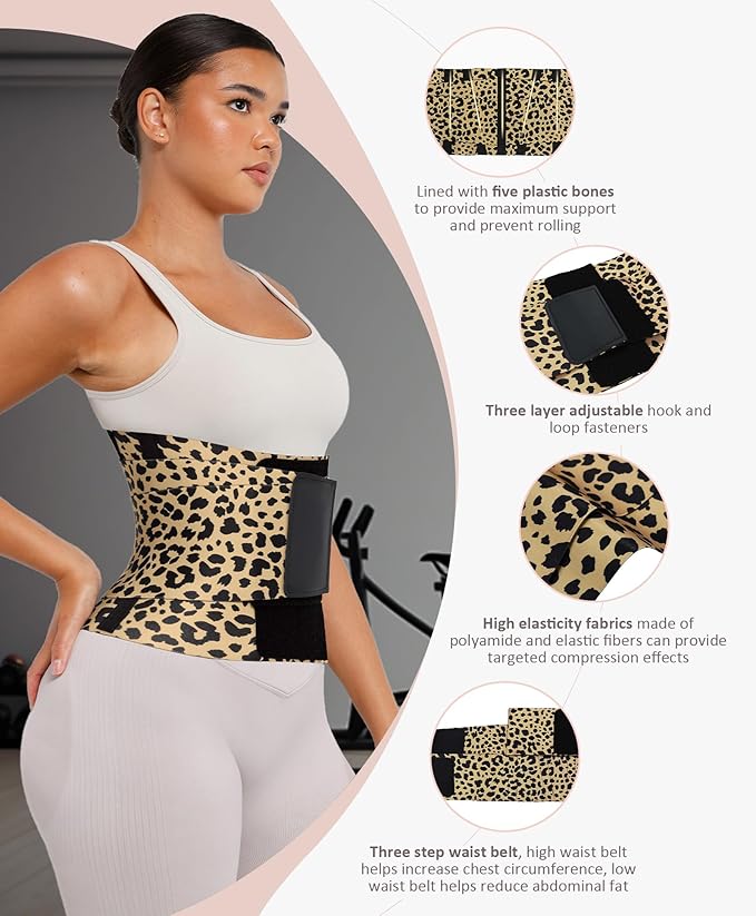 FeelinGirl Waist Trainer Belt Waist Cincher Trimmer Ab Belt Tummy Control Body Shaper with Triple Wrap Women and Men