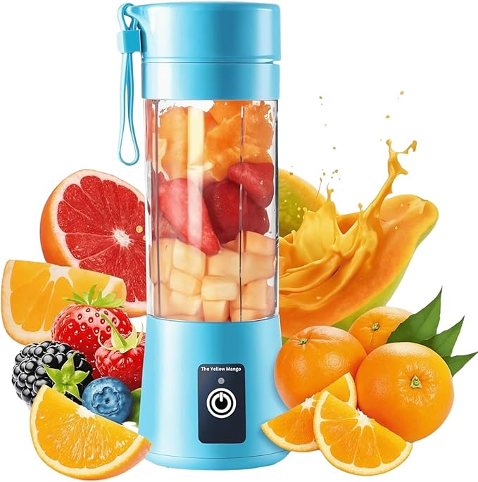 Portable Blender,Mini 6-blade Mixer for Smoothie,Milkshake, Juice, Mobile Hand juicer With USB Rechargeable For Travel, office, picnic, fitness (Blue)