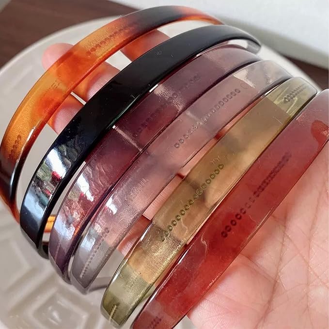 6 Pack Headbands Designed for Eyewear,Flex No Pressure Headbands for Women Fashion Comfortable Plastic Headbands with Teeth-Bright Surface