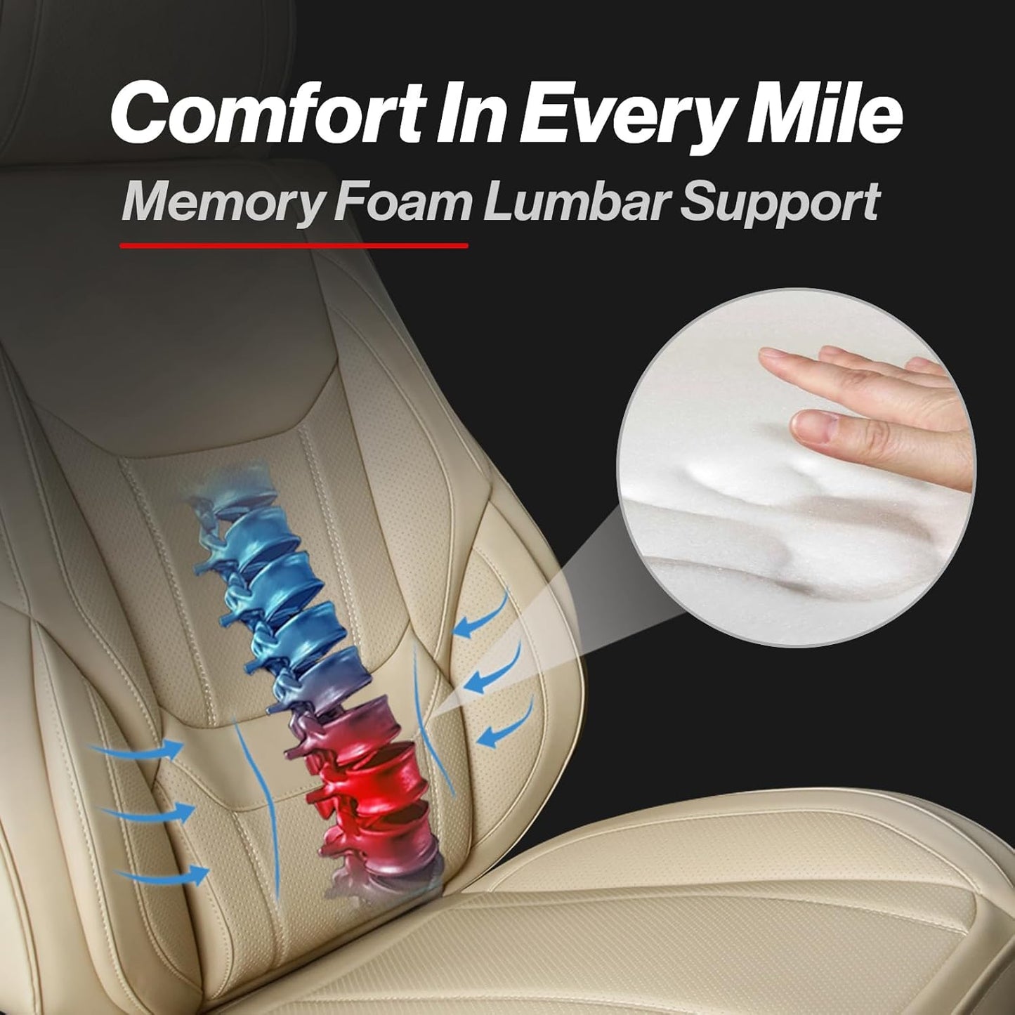 Coverland Custom Car Seat Covers Compatible with F150, F250, F350 Super Duty - Premium Leather Non-Slip Memory Foam Waterproof Custom Interior Protector Full Set-Beige [See Size Chart-Size X109]