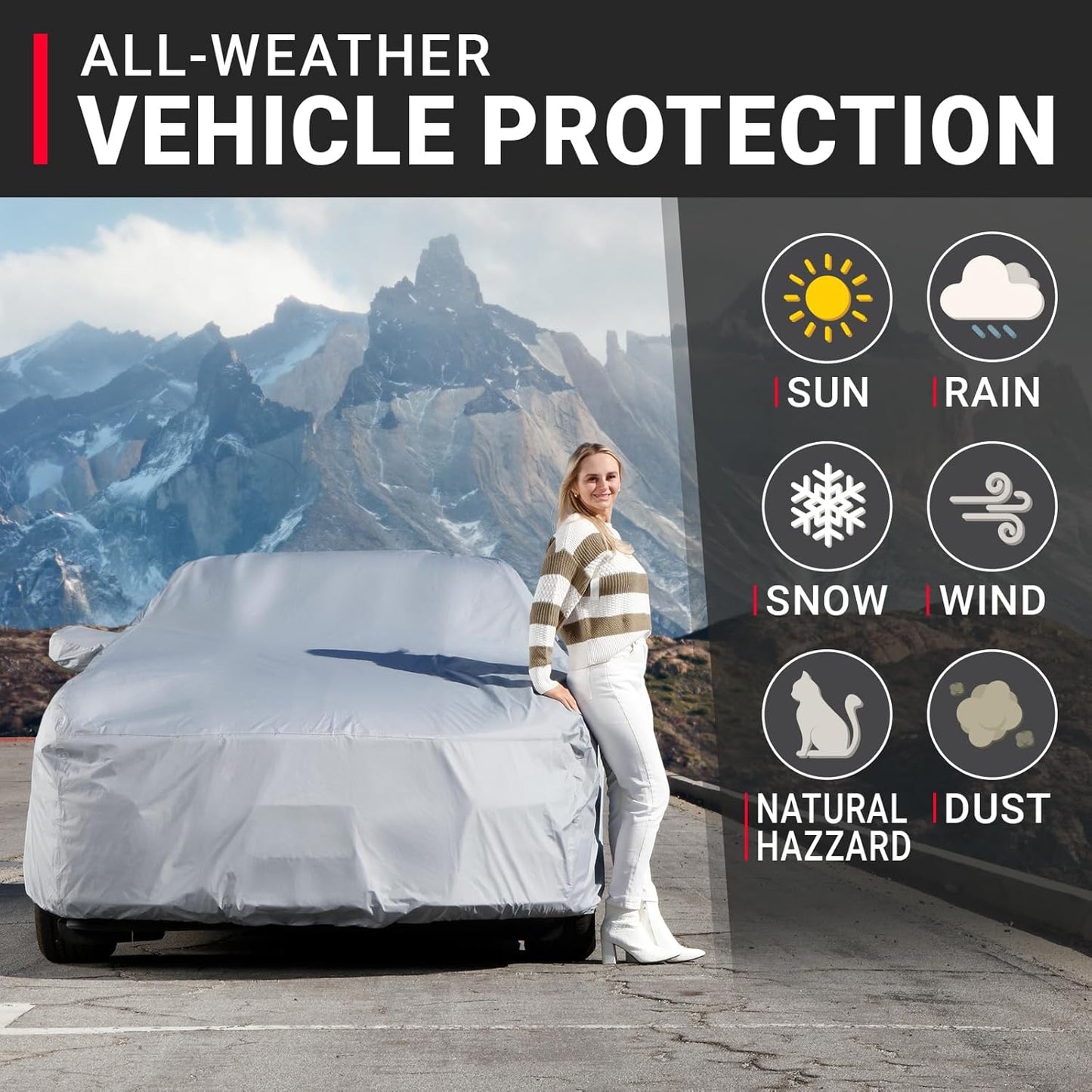 iCarCover Custom Car Cover for 2006-2025 Dodge Charger SXT, GT, Hellcat, Scat Pack, R/T, SE, Daytona, SRT, SRT8 Waterproof All-Weather Rain Snow UV Sun Protector Full Exterior Indoor Outdoor Car Cover