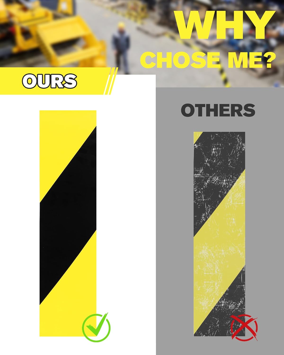 Floor Marking Tape,2 INx108FT Strong Adhesive Caution Tape,High Durability Warning Safety Tape for Indoor/Outdoor-Warehouses,Factories,Parking Lots,Retail Locations,Black&Yellow,3 Rolls