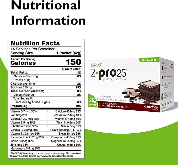 R-Kane Z-Pro 25 Protein Shakes: High Protein Chocolate Shake and Pudding Mix, Weight Loss Chocolate Protein Drinks, Natural Energy Booster Meal Replacement Shake, Low Calorie, Low Carb Protein Powder