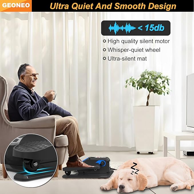 Under Desk Elliptical Machine, Electric Ellipse Leg Exerciser for Senior, Quiet and Compact Electric Seated Pedal Exerciser for Home Blue