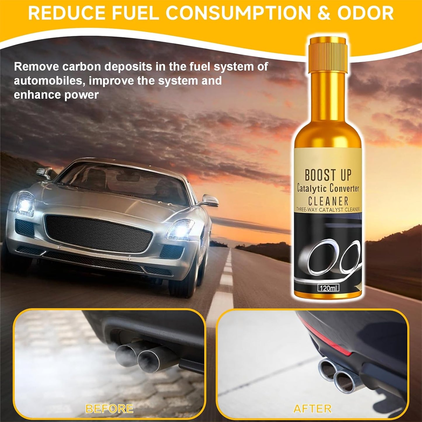 Catalytic Converter Cleaner,120 ml Auto Parts Engine Cleaner, Exhaust System Pipe Carbon Removal Treatment Additive Oil, Fuel System Treatment Oil Additive for Gas and Diesel Car (120ml-1PC)