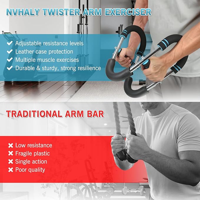 Twister Arm Trainer - Adjustable 60-100lbs Resistance Arm & Chest Workout Equipment for Home Gym Fitness , Arm Strengthener for Men, Power Twister Bar for Biceps, Forearm & Shoulder Training