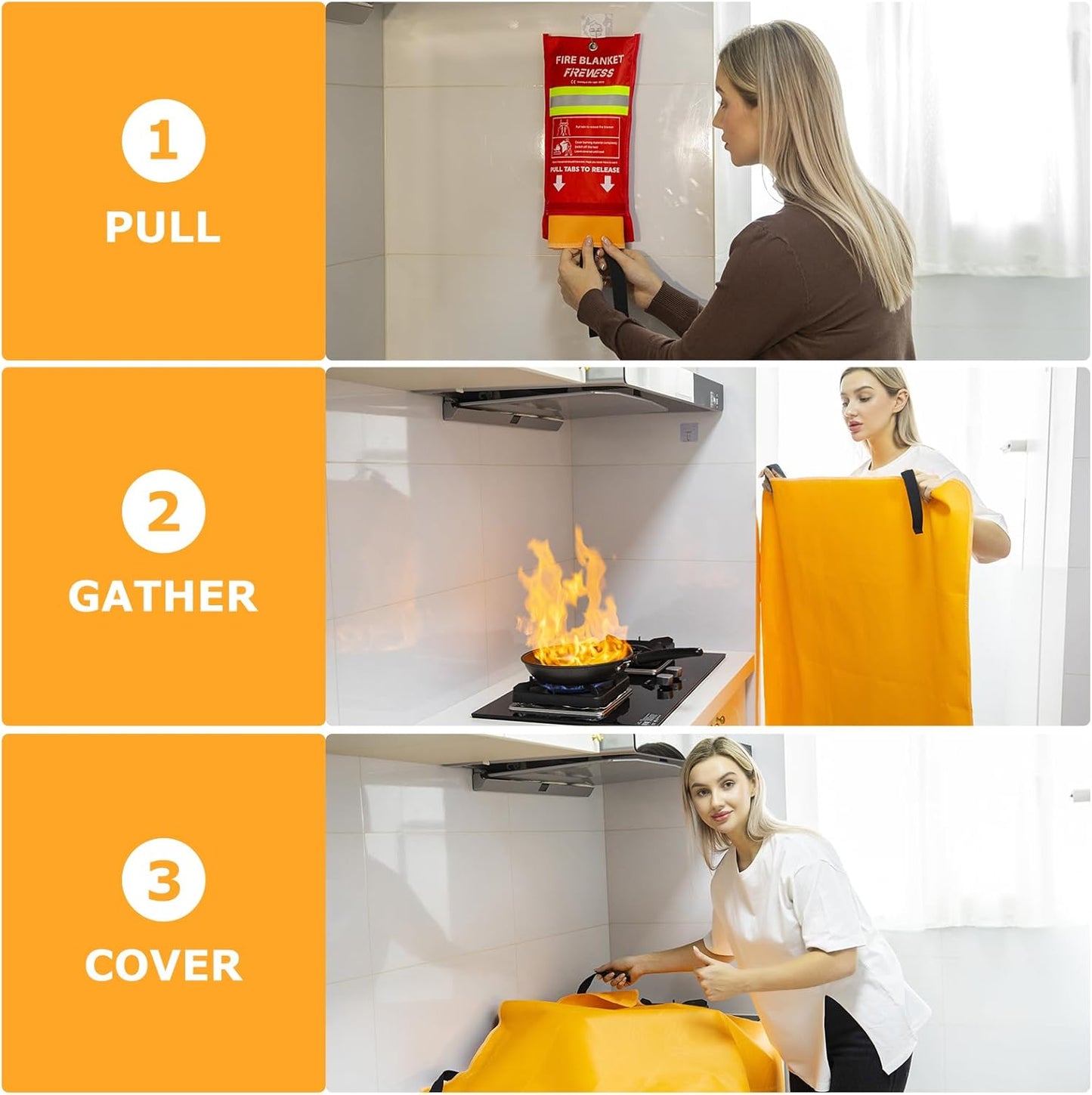 Emergency Fire Blanket, 2Pack Silicone Flame Retardant Fire Blankets Emergency for Home, Kitchen, Car, Office, Grill, 39.4X 39.4inch Fire Extinguisher Blanket