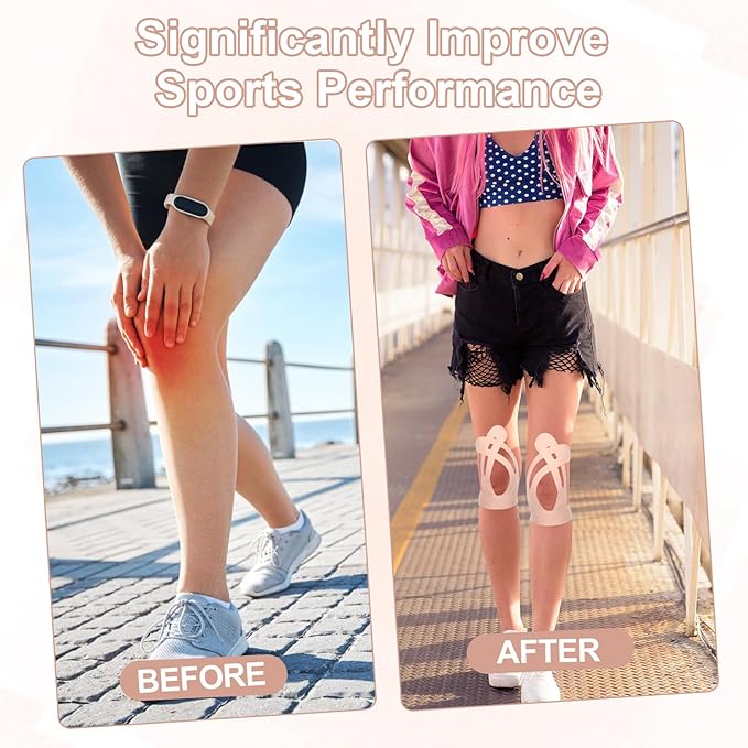 20 Count Kinesiology Tape,Precut Kinesiology Tape for Knees,Original Cotton Elastic Athletic Strips Knee Tapes for Muscle & Joint Support,Waterproof and Breathable,Sport Knee Support Patch Stickers