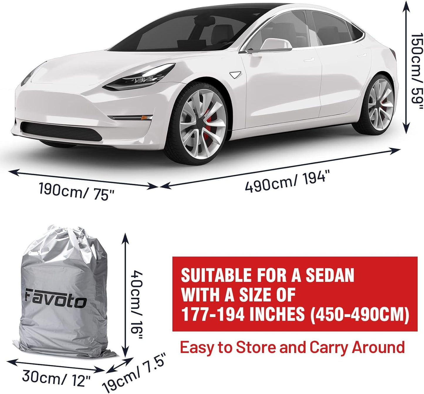 Favoto Sedan Car Cover Waterproof - Custom Fit for Toyota Camry (1996-2014) All Weather for Automobiles Outdoor with Reflective Stripe Snow Sun Dust UV Protection Full Exterior Cover