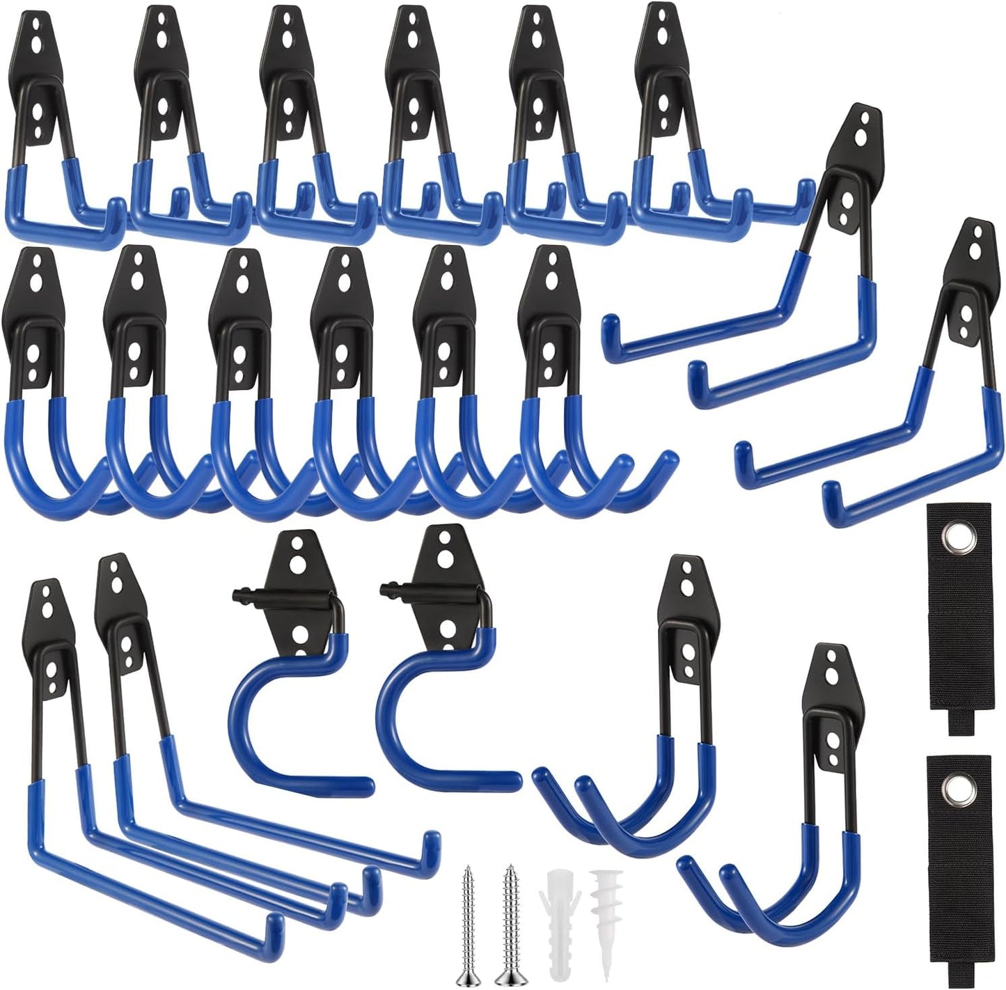 Garage Hook Heavy Duty Wall Storage Hangers, 22 Pack Garage Storage Hooks Steel Tool Blue for Ladders, Ropes, Garden Tools