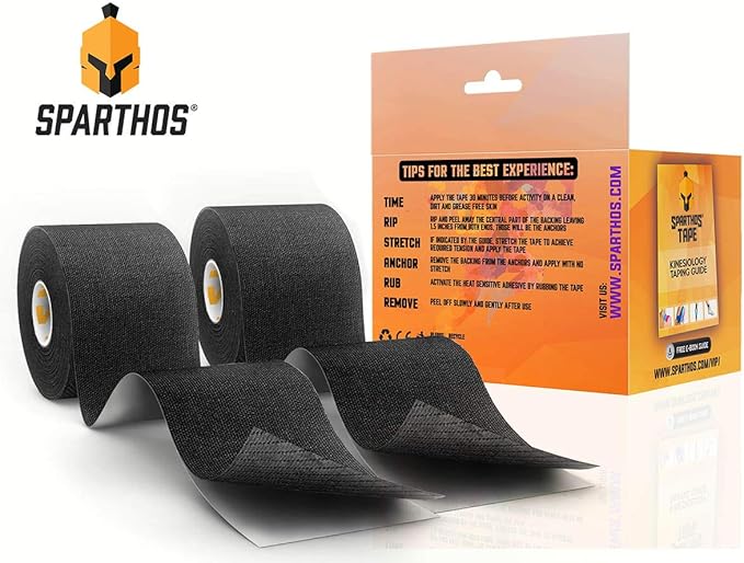 Sparthos Kinesiology Tape - Incredible Support for Athletic Sports and Recovery - Free Kinesiology Taping Guide! - Uncut 2 inch x 16.4 feet Roll