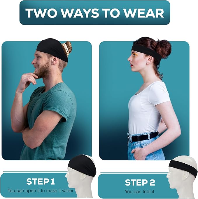 Relix Sports Headband for Men (Pack of 5) Moisture Absorbing Workout Headband, Sweatband Headbands for Running, Cycling, Football, Yoga, Unisex Hairband