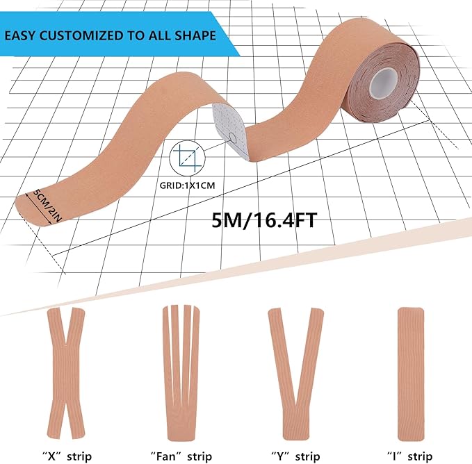 Kinesiology Tape, 3 Rolls Elastic Sports Athletic Tape, Sports Waterproof Tape for Support Muscle Joint Knee, Kinesiology Tape for Knees, 2 Inch×16.4 FT, 3 Colors