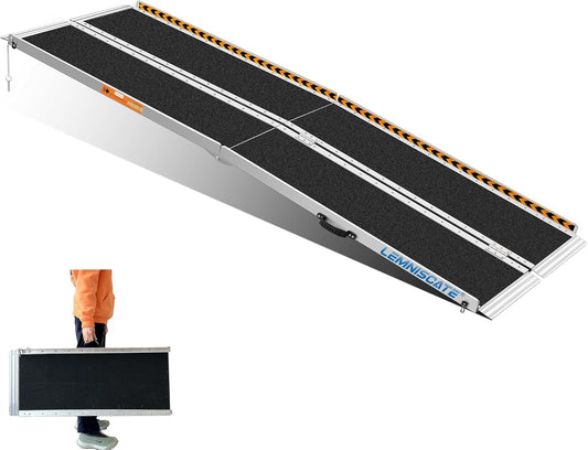 LEMNISCATE 8FT Wheelchair Ramp, Anti-Slip Portable Aluminum Ramps for Home, 800 LBS Capacity Folding Handicap Threshold Wheel Chair Ramps for Home, Entry, Steps, Stairs, Doorways, Curbs, Shed, Car