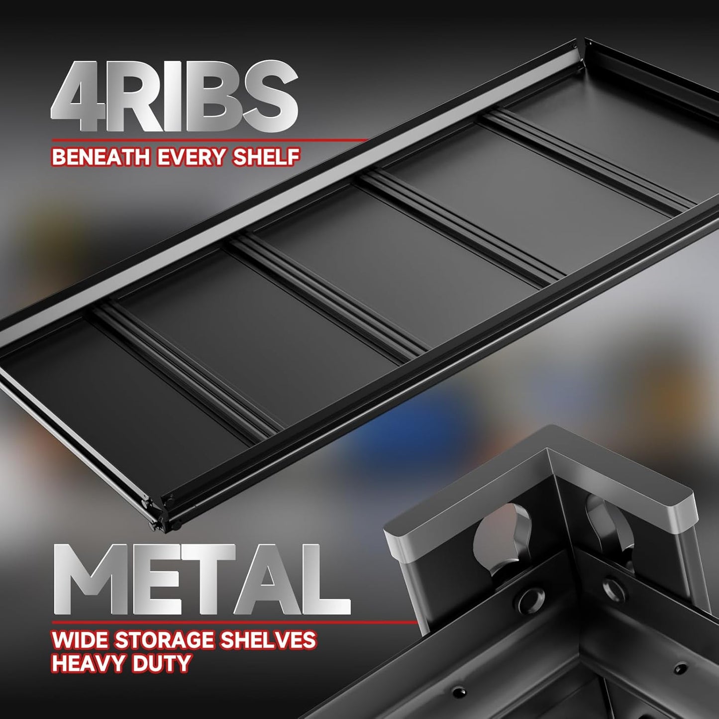 4-Tier 40" W X 20" D X 60" H Storage Shelves 2500LBS Garage Shelving Metal Storage Shelf Adjustable Metal Racks with Shelves Heavy Duty Shelving Units and Storage Utility Shelf