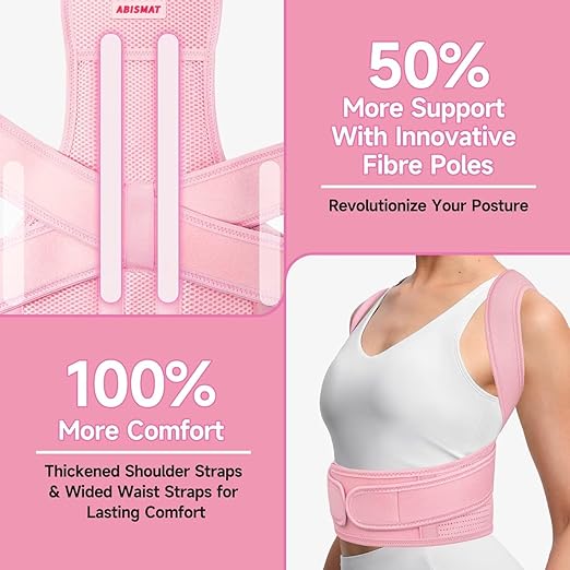 Back Brace Posture Corrector for Women, Adjustable Shoulder Straightener for Upper and Lower Back Pain Relief, Full Back Support Hunchback, Spine Corrector Pink - Large