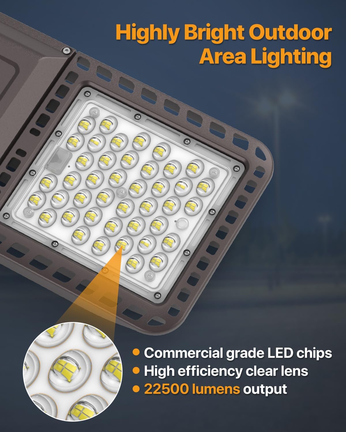 LED Parking Lot Lights 150W Slip Fitter Mount Outdoor Street Pole Light with Dusk-to-Dawn Photocell 5000K 100-277V IP65 Waterproof 3Pack Commercial Area Lighting for Parking Lot, Roadways