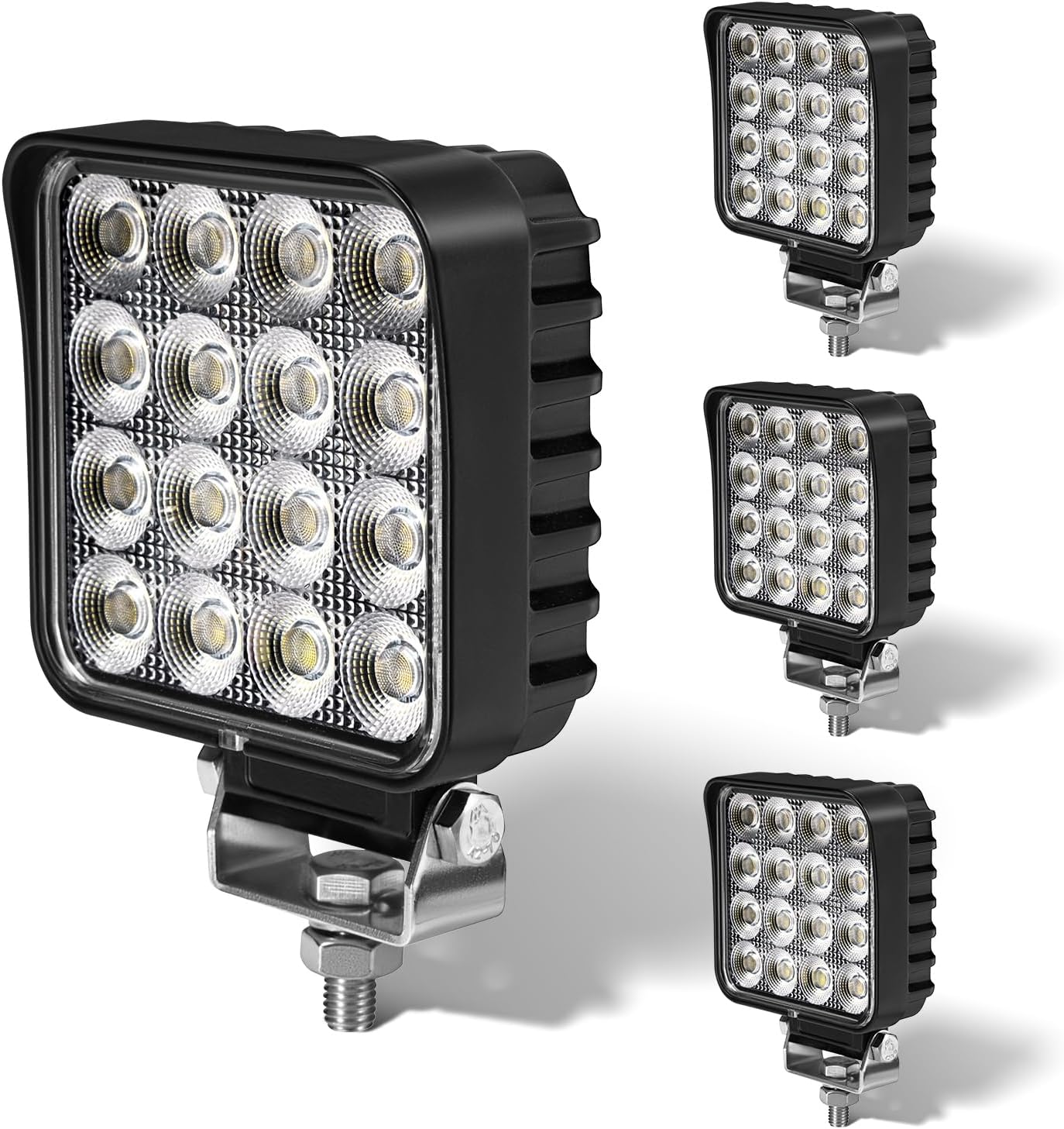 4.3" 12V LED Flood Lights 46W, 24 Volt Work Lights for Heavy Equipment Tractor Excavator Dump Truck 5300LM Waterproof, Vehicle Utility Flood UTV ATV, 4PCS