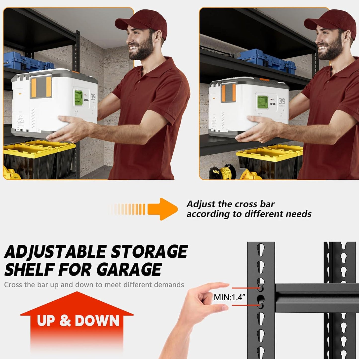 78” H x 55”W x 24”D Metal Garage Shelving, Adjustable 5 - Tier Basement Shelving, Easy Assembly, Large Size Heavy Duty Storage Rack for Garage, Basement & Workshop