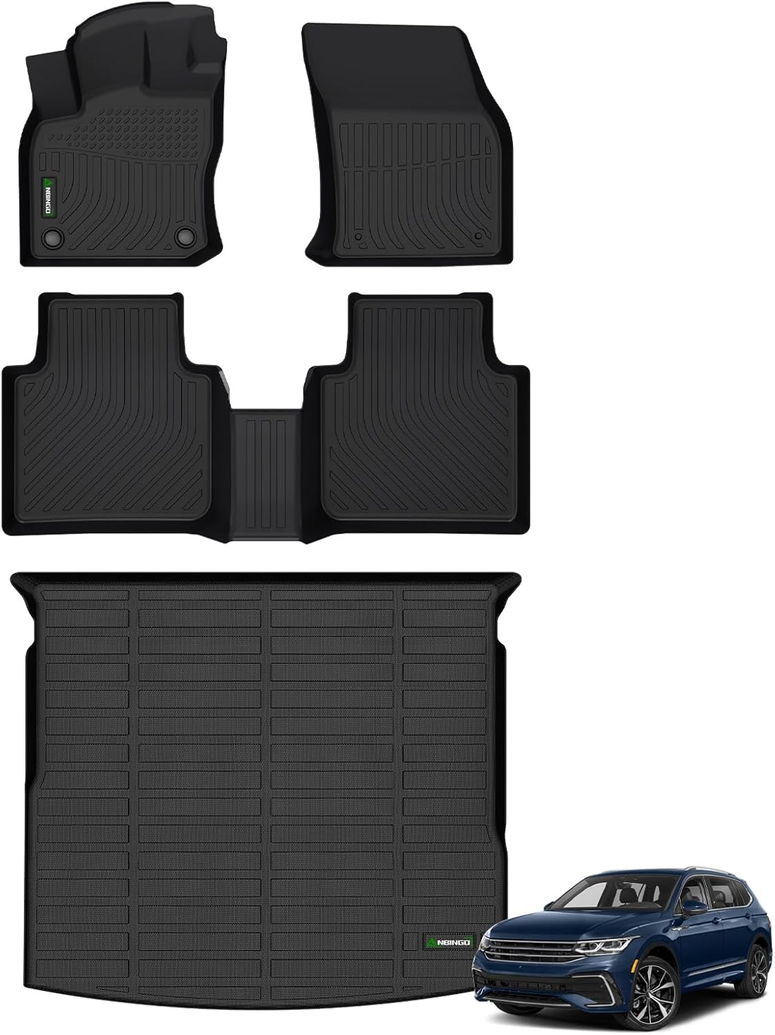 ANBINGO-Floor Mats & Cargo Liner Custom for Volkswagen Tiguan 2024-2018 5 Seats,All Weather Protection Anti-Slip TPE Tiguan Car Liners Full Set VW Tiguan Accessories Black