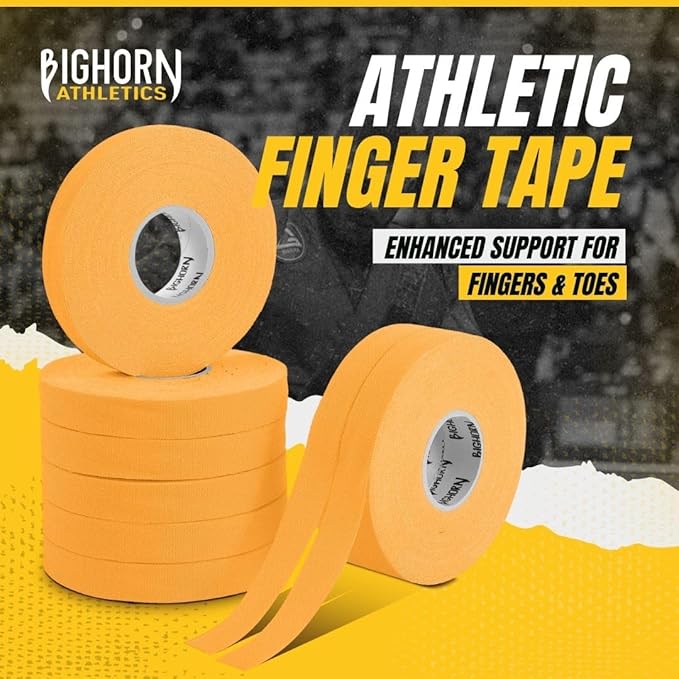 Bighorn Athletics Jiu Jitsu Finger Tape, Rock Climbing Tape | Multipurpose for Sports & Injuries: MMA, Volleyball, Football, Basketball, Tennis, Golf, Hands & Toes, 0.5-Inch x 45-feet, 8-Rolls, Orange