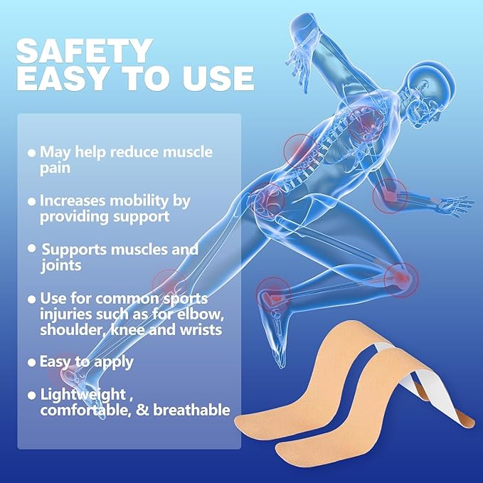 Kinesiology Tape Precut Strips, Athletic Tape 2 inch Wide, Waterproof Kinesiology Tape, Body Tape Kinesiology, Shoulder Tape, Kinetic Tape, Sports Tape Athletic Kinesiology Tape D20 Count