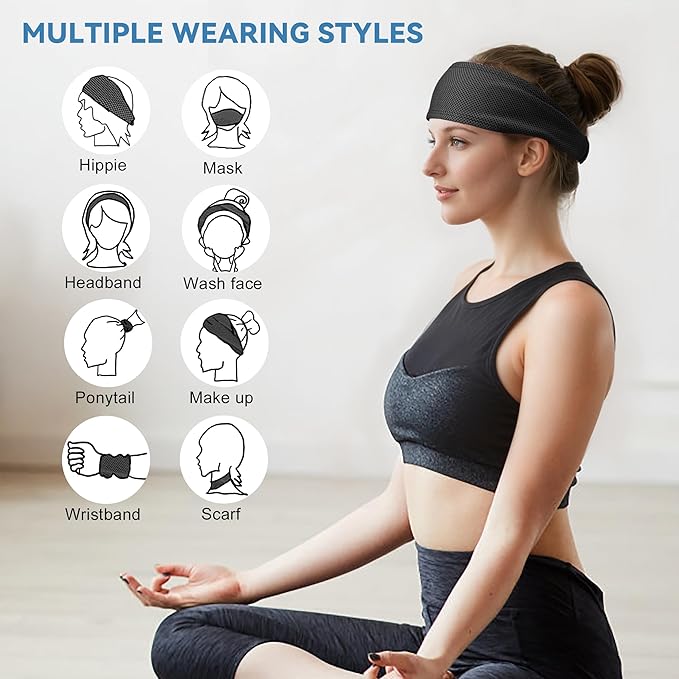 Sukeen Cooling Headbands for Women, Instant Cooling, Moisture Wicking Non-Slip Sweatbands for Women, Elastic Sweat Bands Headbands for Running Yoga Gym Athletic Sports Workouts