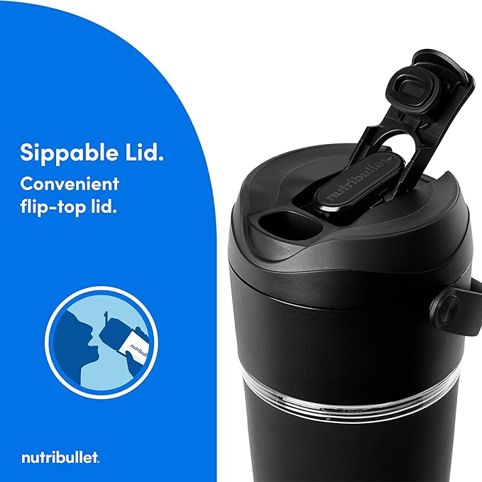 nutribullet Flip Portable Blender with Tritan Cup, Cordless, Black, NBPB10350