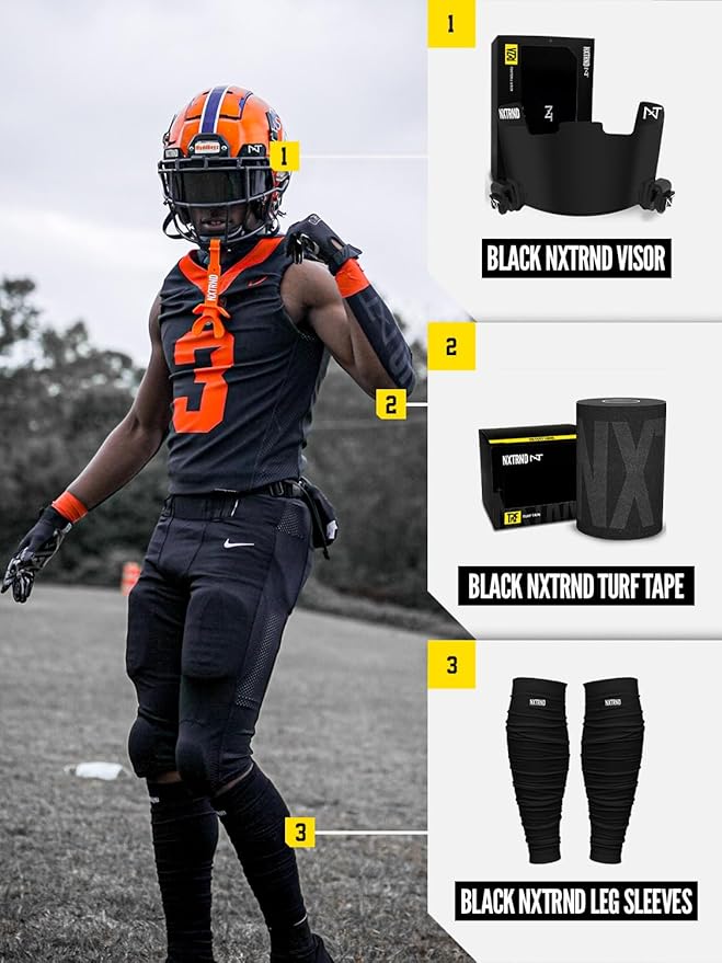 Nxtrnd TRF Turf Tape Football, Extra Wide Kinesiology Tape, Protects from Turf Burn (Black)