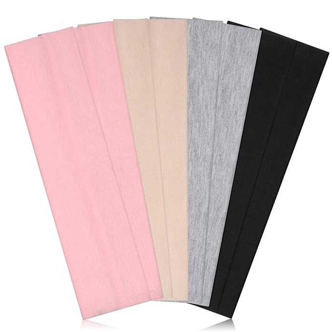 Headbands for Women Non Slip - Stylish Sports Hair Bands for Women's Hair - Soft Cotton Cloth Stretchy Headbands for Women for Yoga, Outdoor Exercise Running - 8 Pack