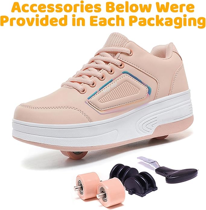 Wooowyet Roller Skate Shoes for Kids Boys Girls Rechargealbe Wheels Sneakers Fashion Roller Wheeled