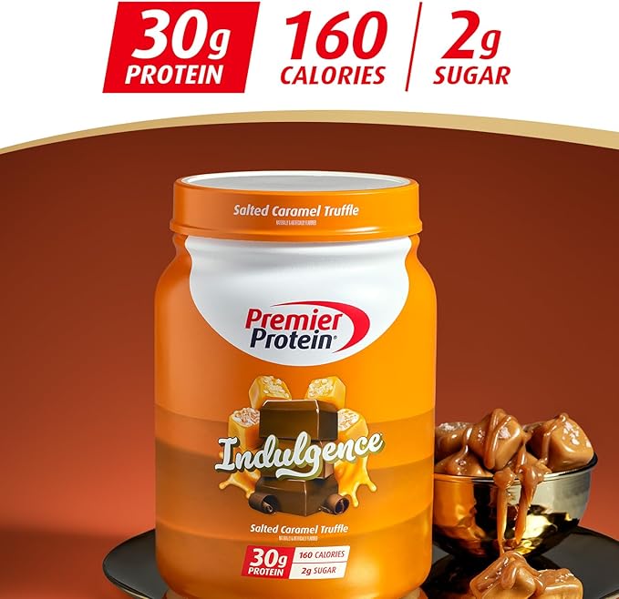 Premier Protein Indulgence Protein Powder, 30g Protein, 3g Sugar, Salted Caramel Truffle, 17 Servings